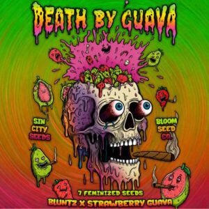 Lethal Lime bonus cannabis seed pack from the Bloom Seed Co x Sin City Seeds collaboration. Death by Guava x Key Lime Pie, included free with Death by Guava feminized seeds.