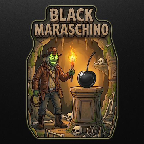 Black Maraschino feminized cannabis seeds by Robin Hood Seeds, a Black Hole x Frozen Trop Cherry photoperiod cross, sold as a 5-pack exclusively at Dark Coast Seed Co.