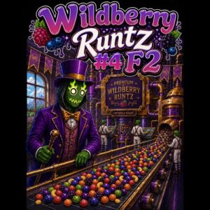 Wildberry Runtz #4 F2 feminized cannabis seeds by Robin Hood Seeds, a Wildberry Runtz #4 x Wildberry Runtz #16 photoperiod cross, sold as a 5-pack exclusively at Dark Coast Seed Co.